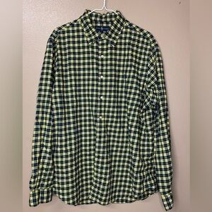 Ralph Lauren Polo Mens Formal Shirt Yellow Blue Plaid Size XL